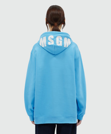 Light blue cotton sweatshirt with maxi logo print