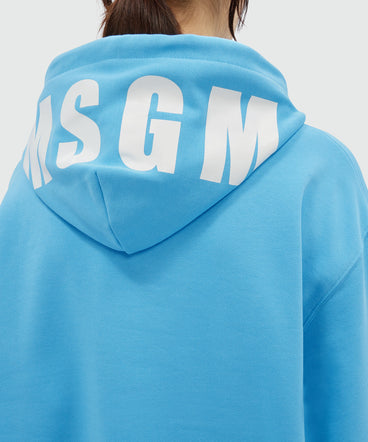 Light blue cotton sweatshirt with maxi logo print