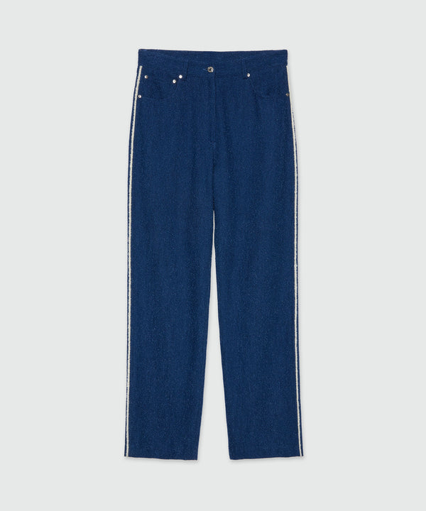 Blue bouclé denim trousers