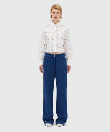 Blue bouclÃ© denim trousers