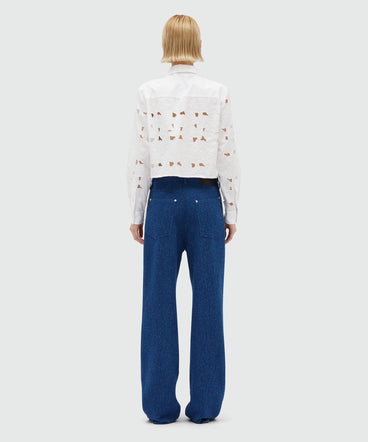 Blue bouclÃ© denim trousers