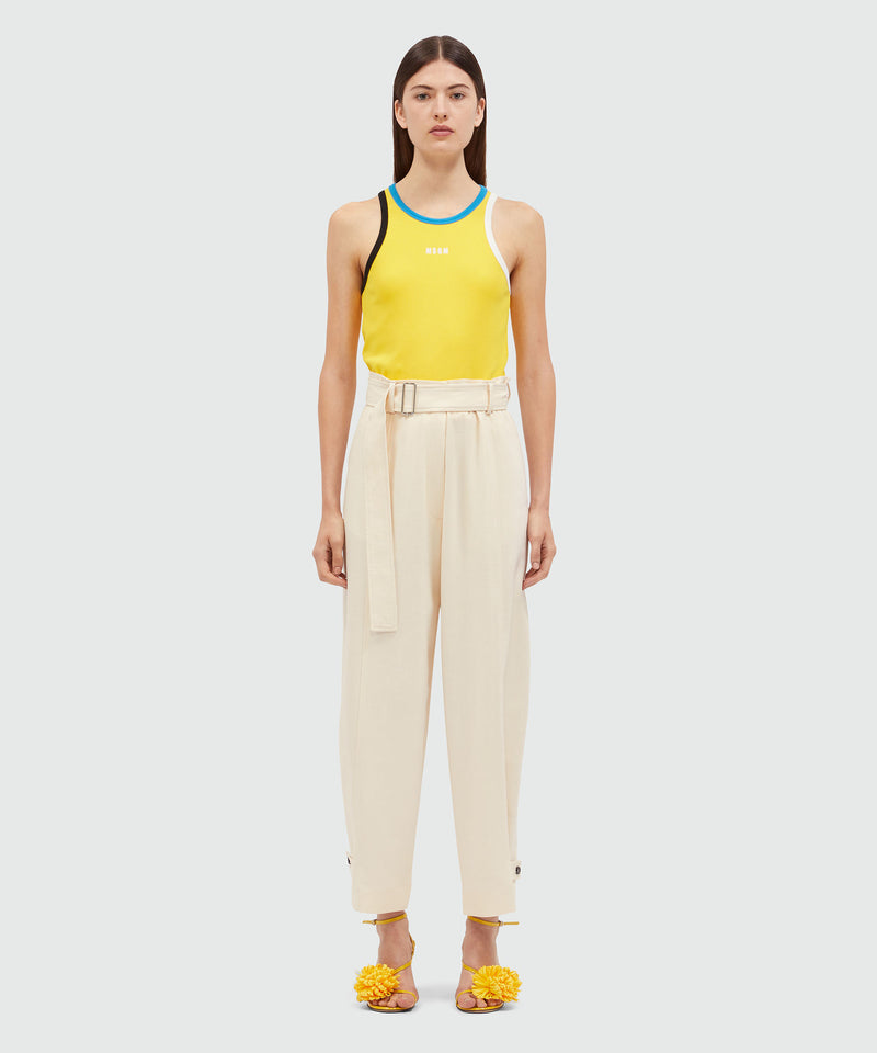 Ivory flamed viscose canvas trousers OFF WHITE Women 