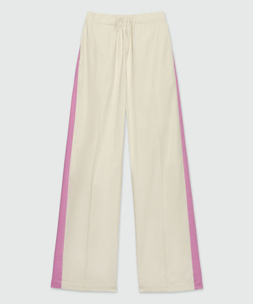 Gabardine trousers with side bands