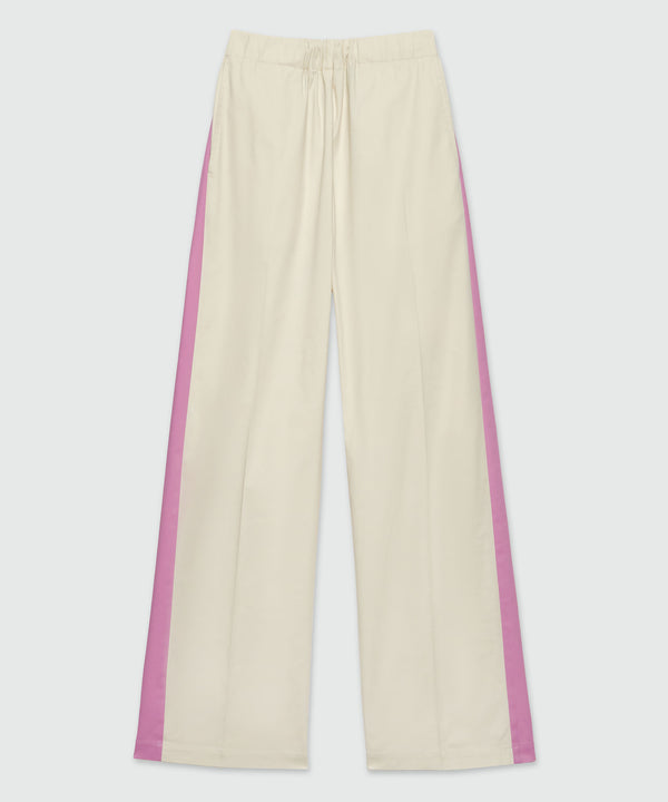 Gabardine trousers with side bands