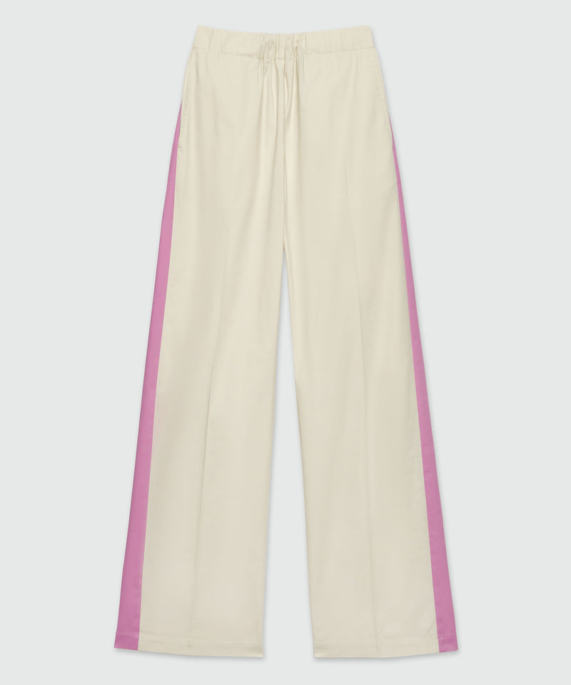 Gabardine trousers with side bands OFF WHITE Women 