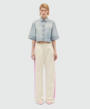 Gabardine trousers with side bands