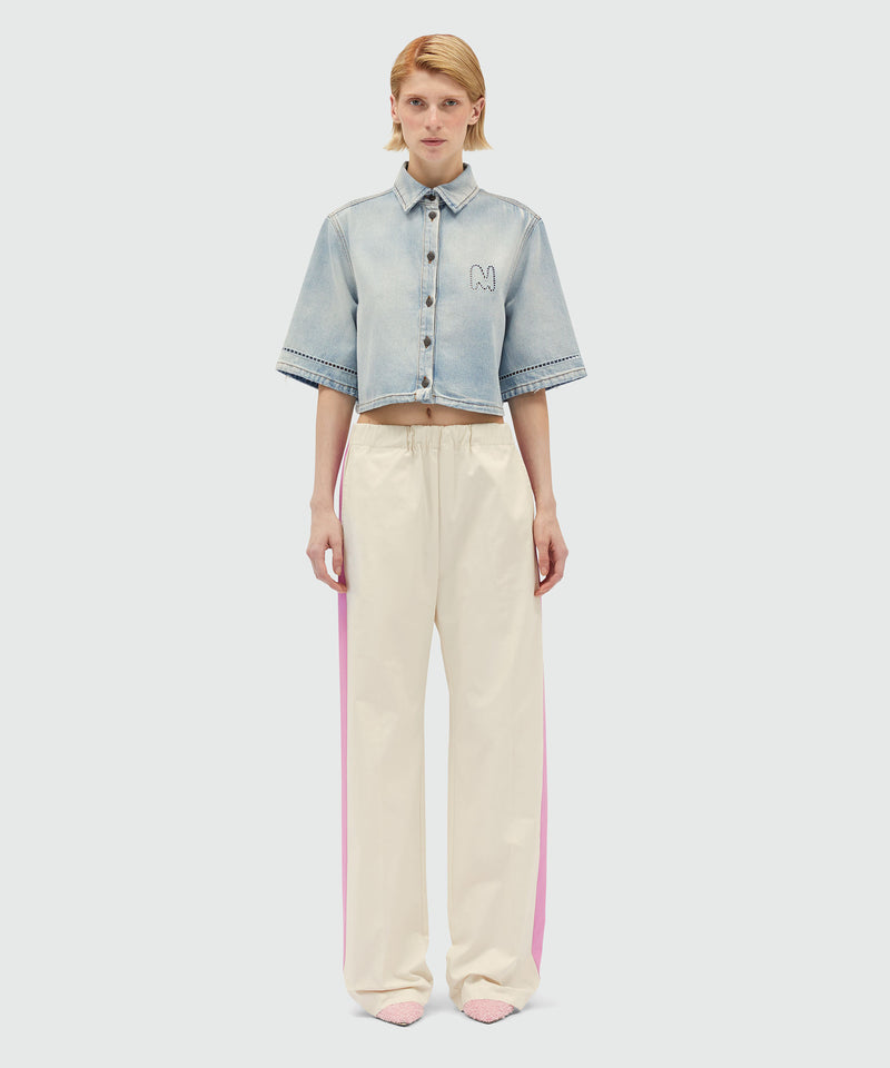 Gabardine trousers with side bands OFF WHITE Women 