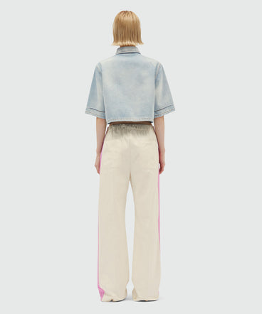 Gabardine trousers with side bands