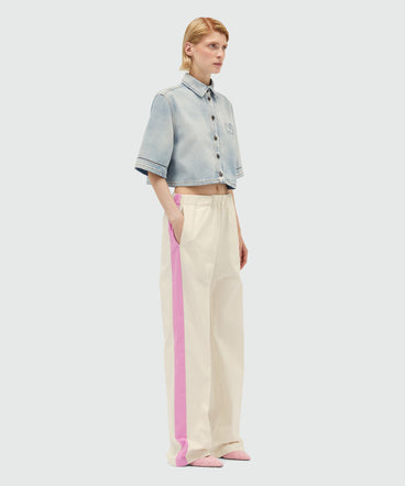 Gabardine trousers with side bands