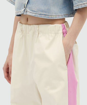 Gabardine trousers with side bands