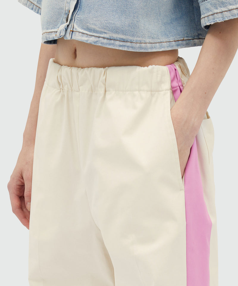 Gabardine trousers with side bands OFF WHITE Women 