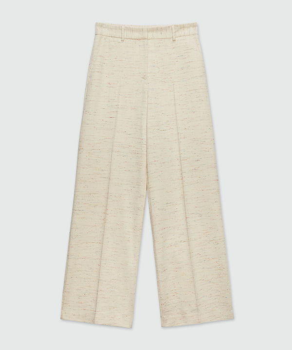 Palazzo trousers in fancy gabardine