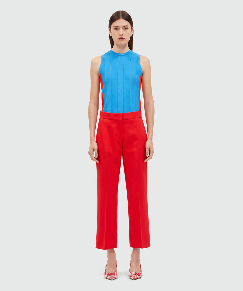 Red trousers in slub viscose canvas RED Women 