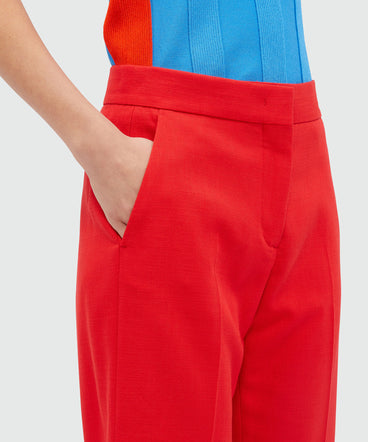 Red trousers in slub viscose canvas