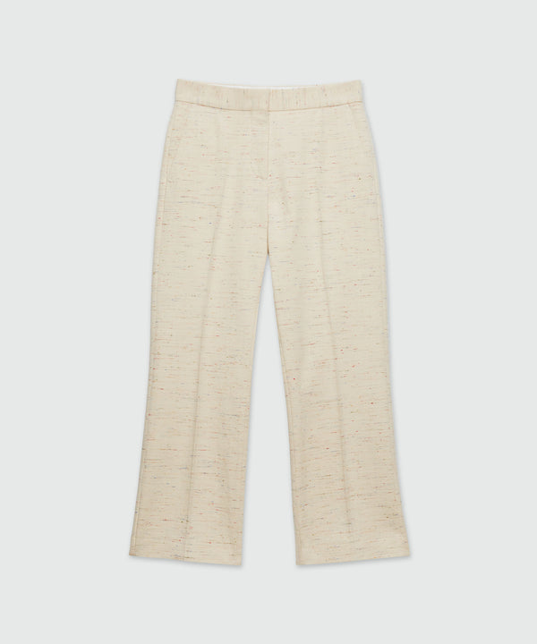 Cream trousers in fancy gabardine