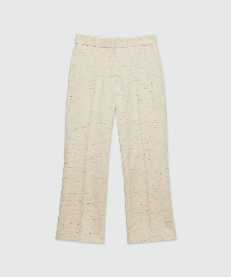 Cream trousers in fancy gabardine OFF WHITE Women 