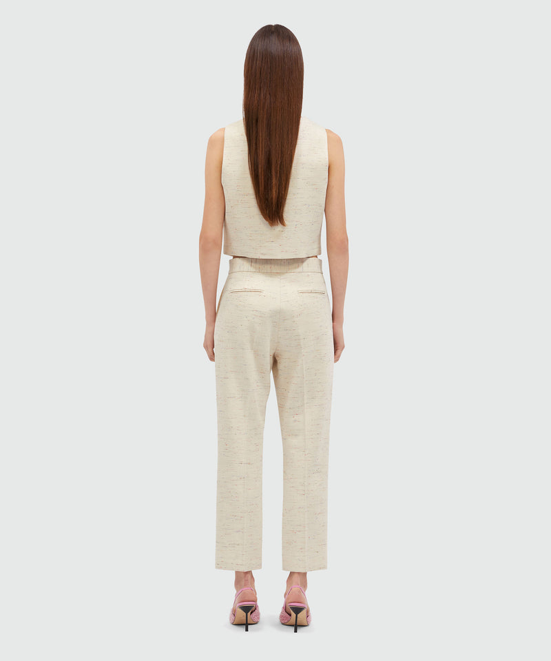 Cream trousers in fancy gabardine OFF WHITE Women 