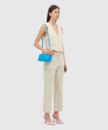 Cream trousers in fancy gabardine