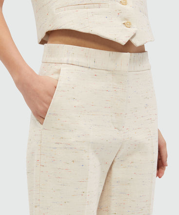 Cream trousers in fancy gabardine