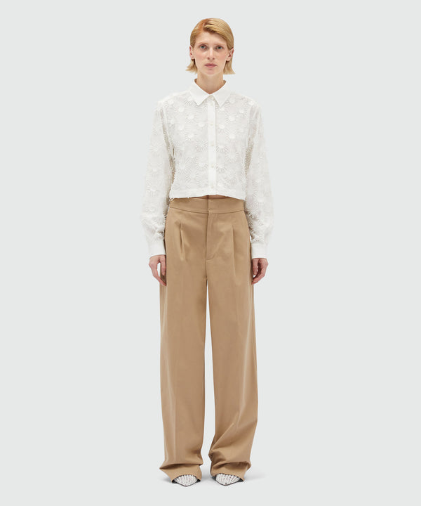 Trousers with faille pleats