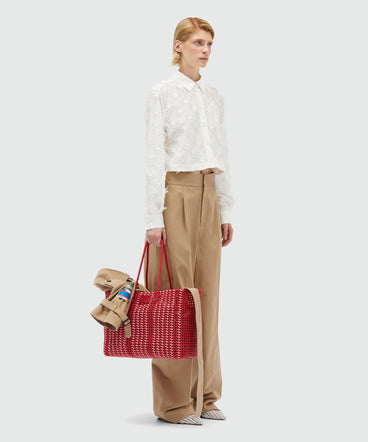 Trousers with faille pleats