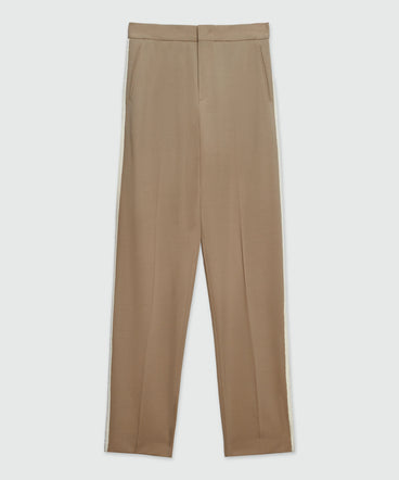 Wool trousers with decorative band