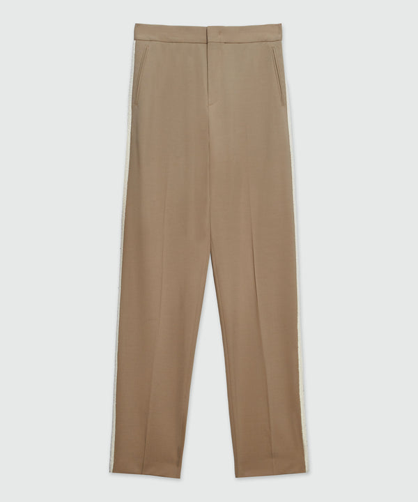 Wool trousers with decorative band