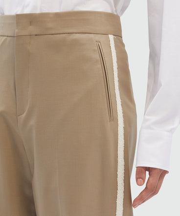 Pantalone in lana con banda decorativa