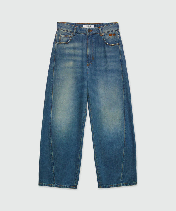 Blue washed denim trousers