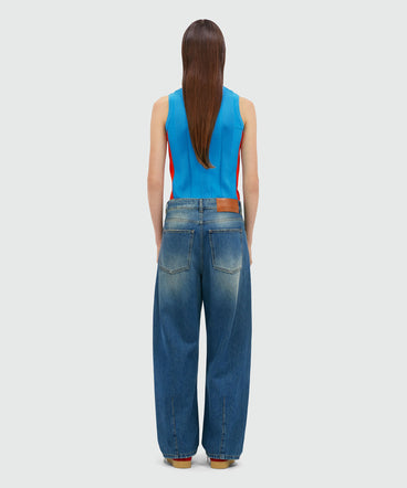 Blue washed denim trousers