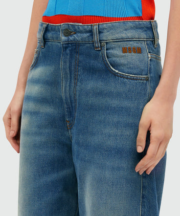 Blue washed denim trousers