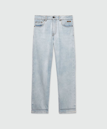 Light blue washed denim trousers