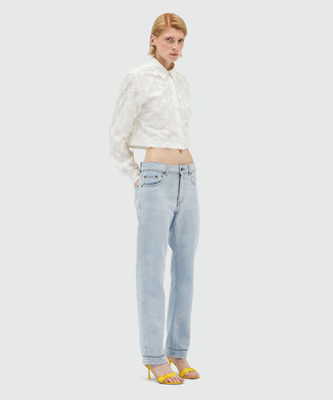 Light blue washed denim trousers