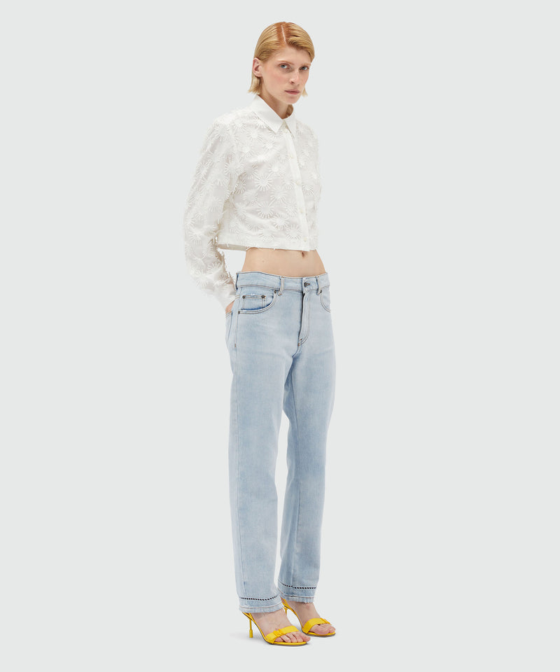 Light blue washed denim trousers BLUE Women 