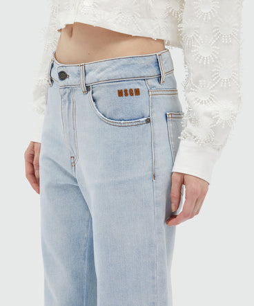 Light blue washed denim trousers