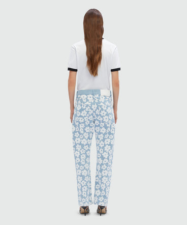 Denim trousers with flower print