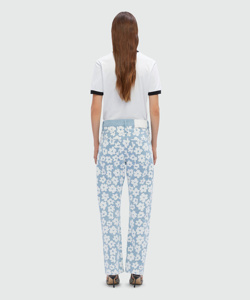 Denim trousers with flower print BLUE Women 