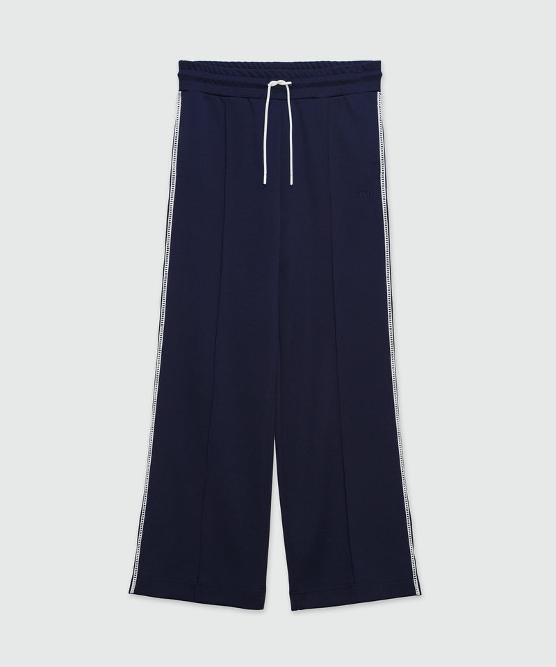 Pantalone jogger blu con ricamo à jour 87 Donna 