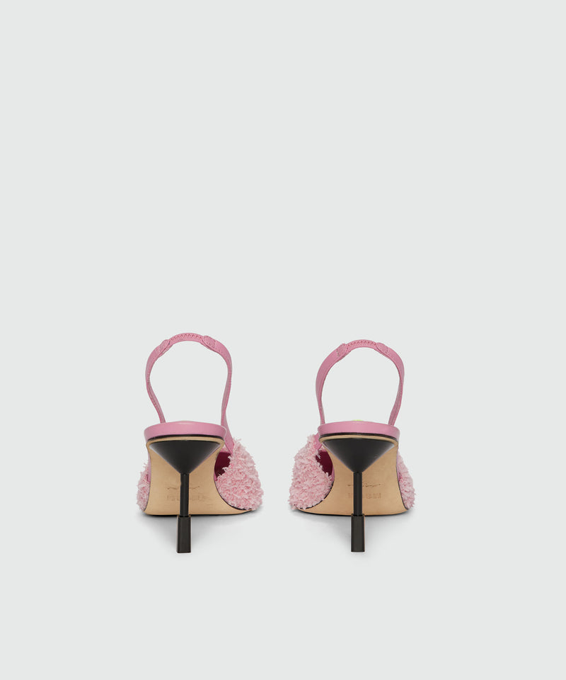 Slingback in pelle e tessuto con tacco Iconico MSGM ROSA Donna 