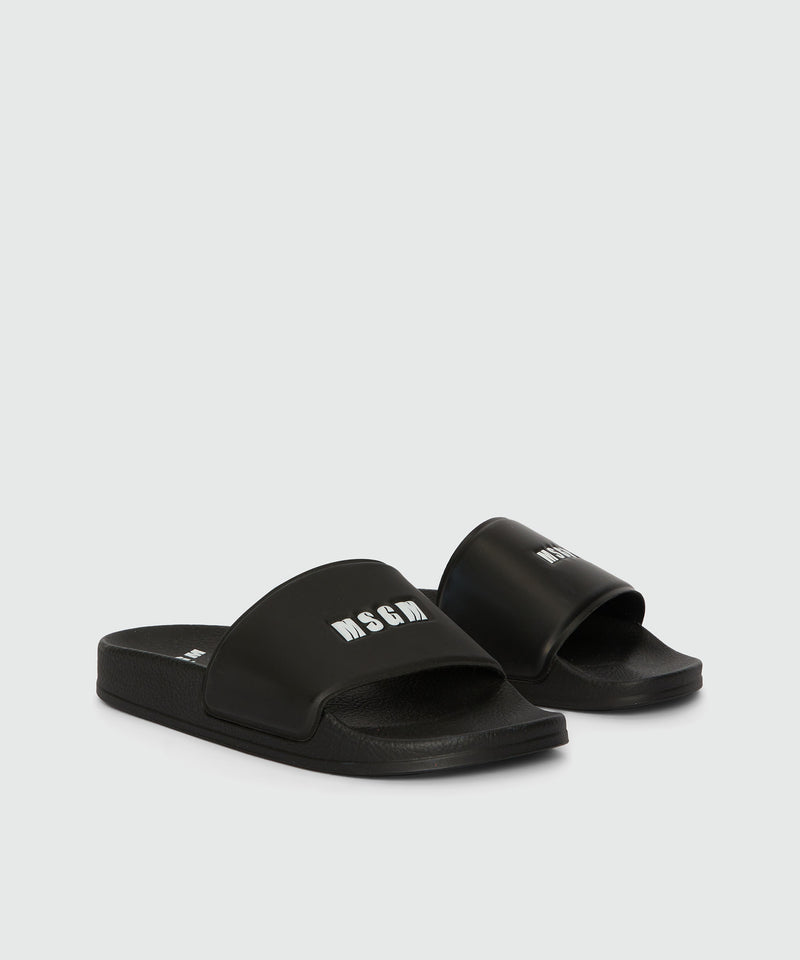 Pool slide nere con micrologo MSGM Nero Donna 