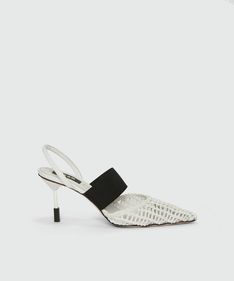 White woven leather slingback with MSGM iconic heel WHITE Women 