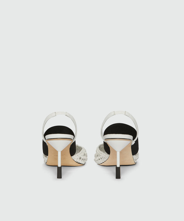 White woven leather slingback with MSGM iconic heel