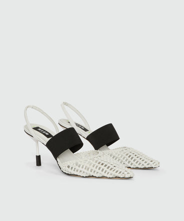 White woven leather slingback with MSGM iconic heel