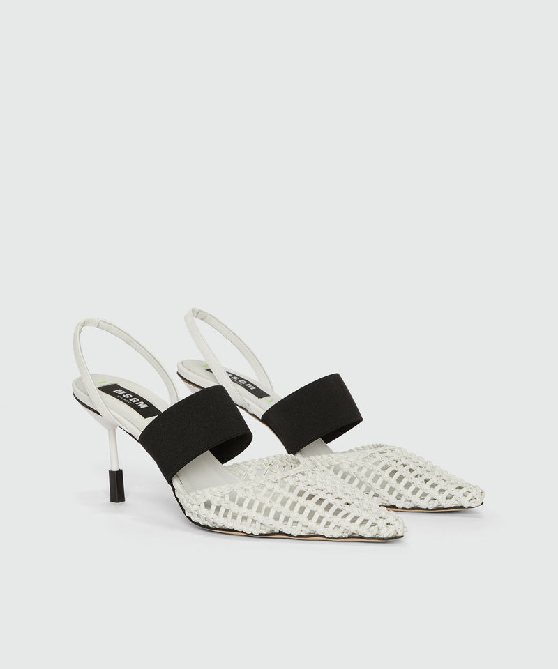 White woven leather slingback with MSGM iconic heel WHITE Women 