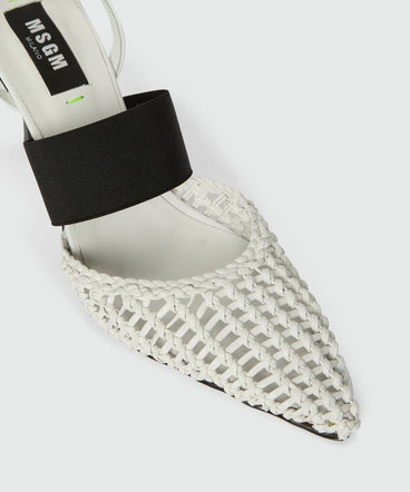 White woven leather slingback with MSGM iconic heel