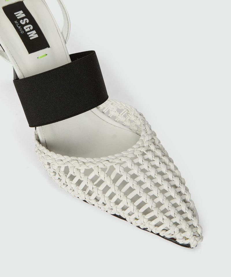 White woven leather slingback with MSGM iconic heel WHITE Women 