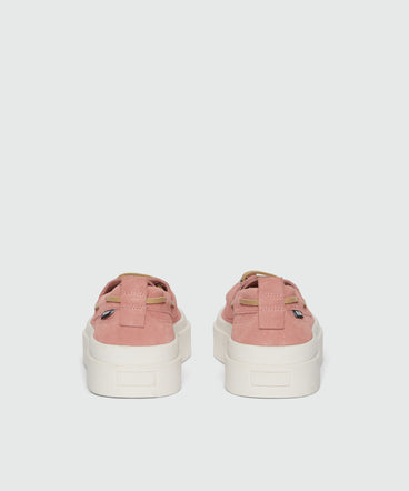 Pink suede boat shoes