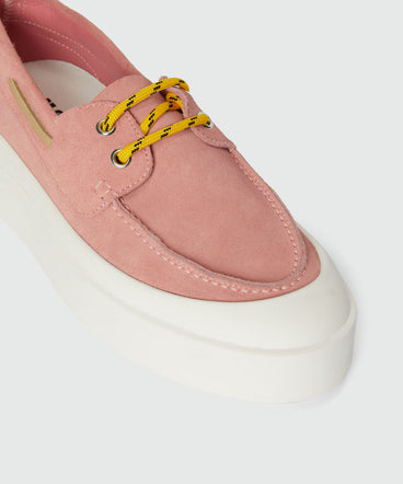 Pink suede boat shoes