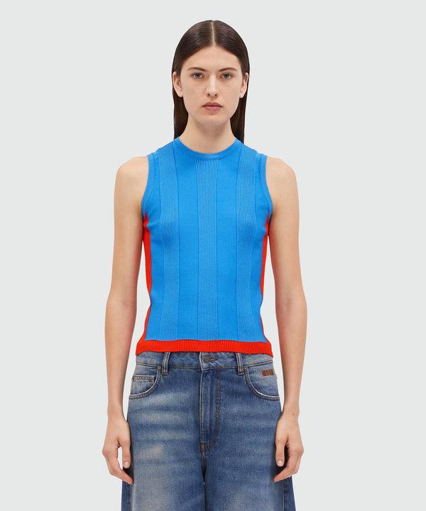 Top in maglia fantasia color-block