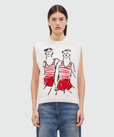 Knitted top with "Two Sailors" graphics